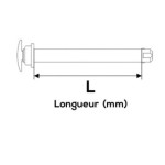 Schéma axe diamètre 12,7 mm Poussoir alu poli Longueur 129 mm