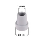 Embout de canne gris Ø16mm embase Ø28mm